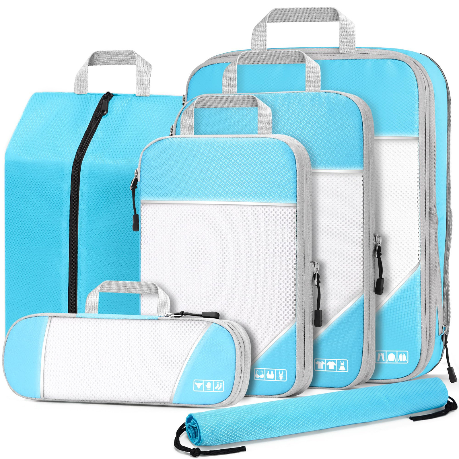 Ultralight 6-Piece Compression Packing Cubes for Travel Essentials-image