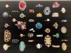 Huge 37p Lot Vintage to Now Costume Jewelry RINGS Glass CZ Rhinestone Sterling +