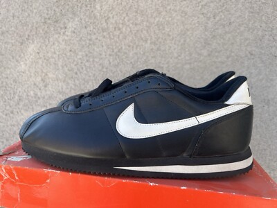 Vintage 1990 Leather Nike Cortez Kendrick Black White Sz 14