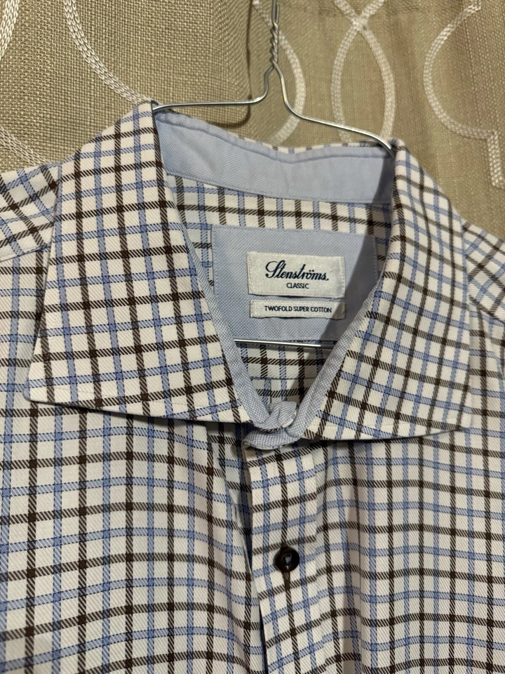 Stenstroms Dress Shirt Size 46 18 in Blue And Brown - Image 2 of 4