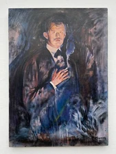 Edvard Munch Oil Painting on Canvas Signed and stamped, Expressionism 20x28 in.