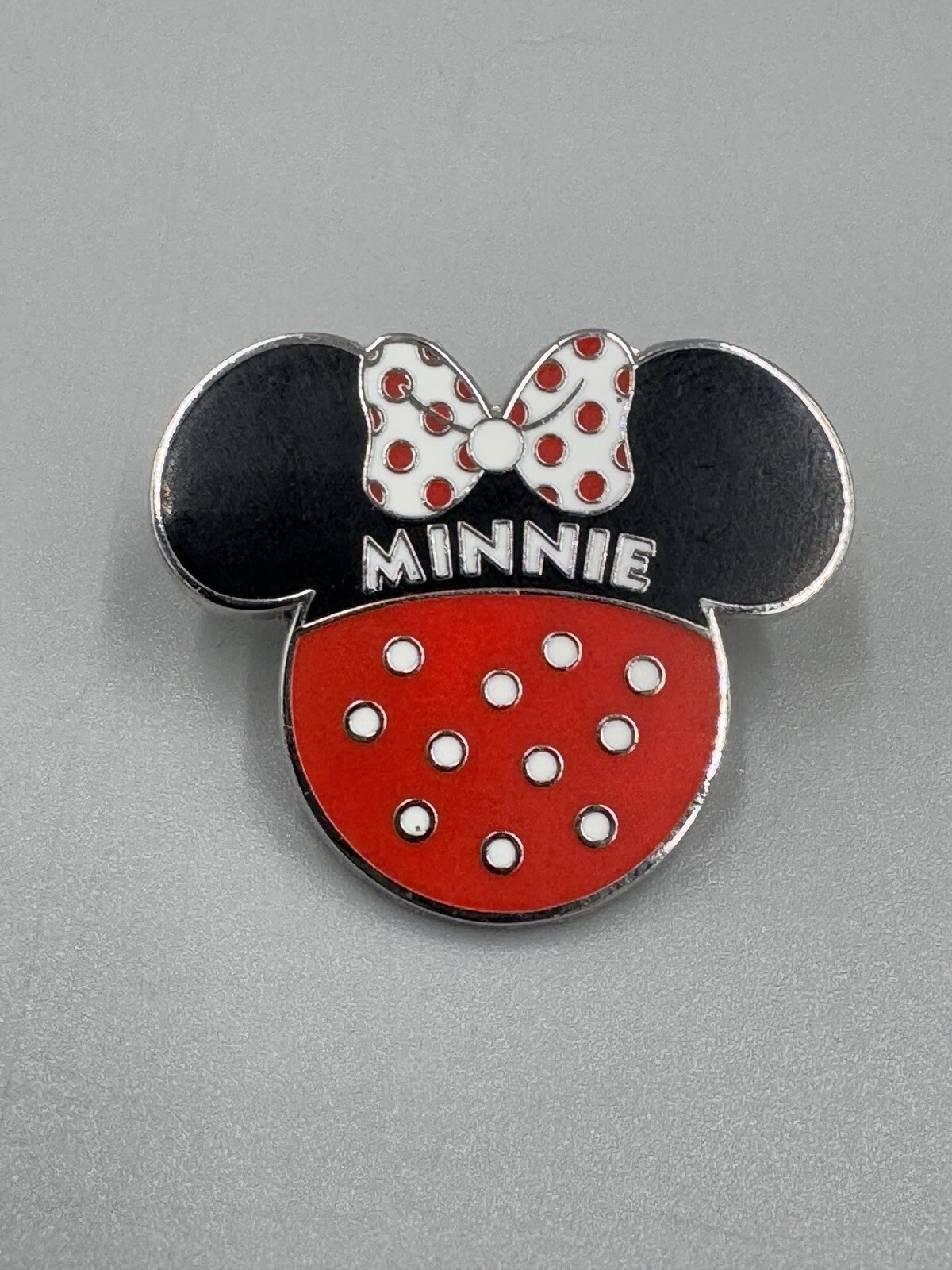 Disney Minnie Mouse Ears Red White Polka Dots Lapel Pin