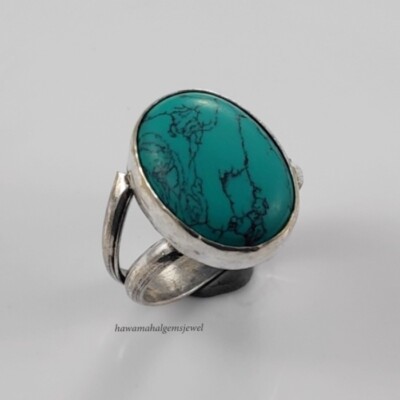 925 Sterling Silver Handmade Natural Turquoise Ring Solid Women's Rings All Size