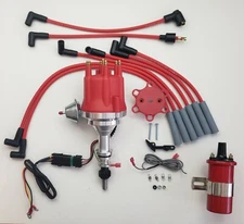 Small Cap FORD INLINE 6 170 200 250 RED HEI Distributor + 45K Coil + USA  WIRES