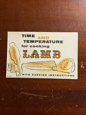 Time and Temperature for cooking Lamb American Lamb Council Vtg Ephemera