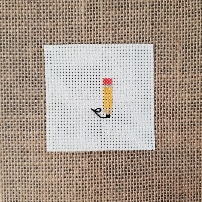 Finished Completed Cross Stitch Mini Pencil School Piece for DIY Crafts