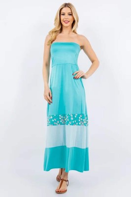 Celeste Full Size Color Block Tube Maxi Dress Plus Size