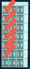 1956 RARE LYREBIRD "ROLLER FLAW" VERT. STRIP of 6 of 21 - SG 230ddb  NO Wmk  MUH