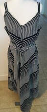 Bethany Woman's Size 16 Navy White Striped Sleeveless Maxi Dress