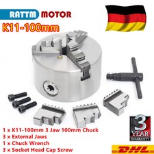〖UK〗 K11-100mm 3 Jaw Chuck Milling Lathe Machine Tool Manual Chuck+External jaws