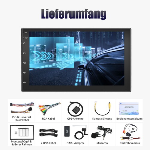 7" DAB+ 2 DIN Carplay Autoradio Android 13 Auto 4+64G GPS NAV Wifi RDS + KAM MIK - Bild 13 von 13