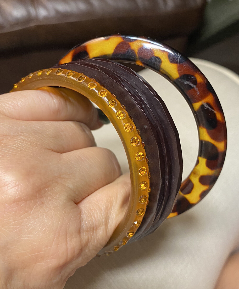 5 Authentic Vintage Bakelite Bangle-Tortoiseshell… - image 1