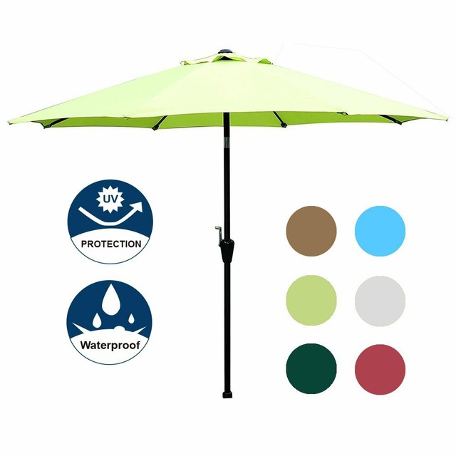 Home Garden 8 9 Ft Patio Umbrella Polyester Yard Garden Structure Sun Shade Beach Crank Tilt Garden Patio Umbrellas