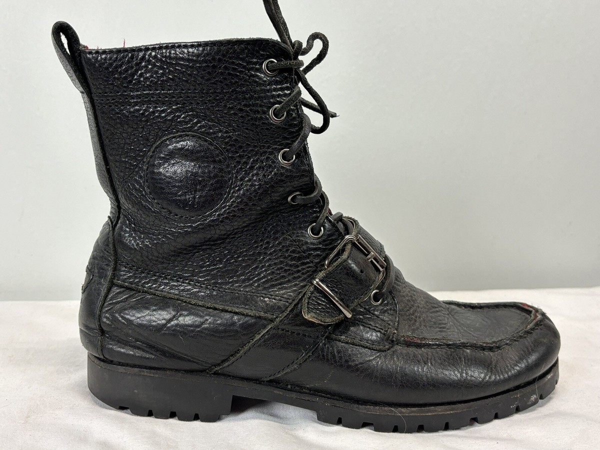 Polo Ralph Lauren黒 レースアップブーツ Men's Polo Ralph Lauren Ranger Pebbled Leather Boots 9 Black GUC