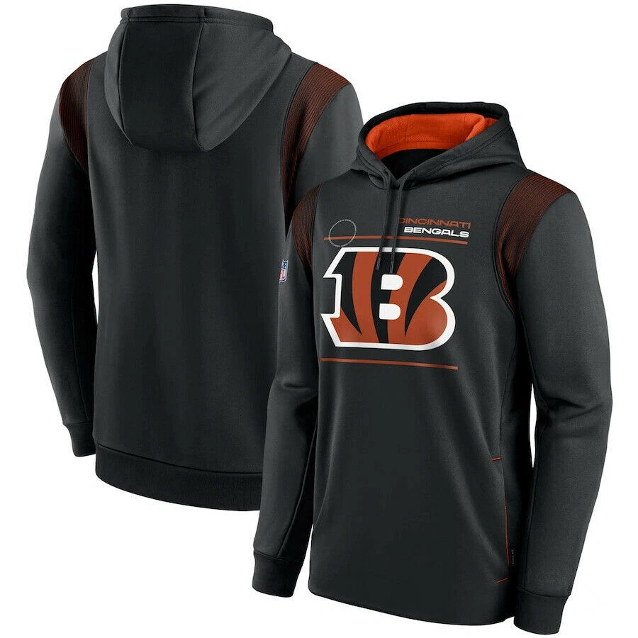 Cincinnati Bengals Hoodie Sideline Logo Performance Pullover Sweatshirt  Mens Top