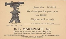 U.S. B. L. MAKEPEACE, INC. Boston 1940 to Norton Co Slogan Pre Paid Card Rf47666