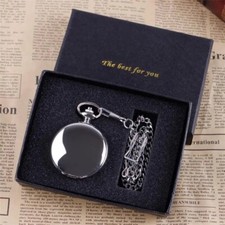 Silver Luxury Fashion Quartz Pocket Fob Watch Steampunk Dad/Fathers Day Gift Box