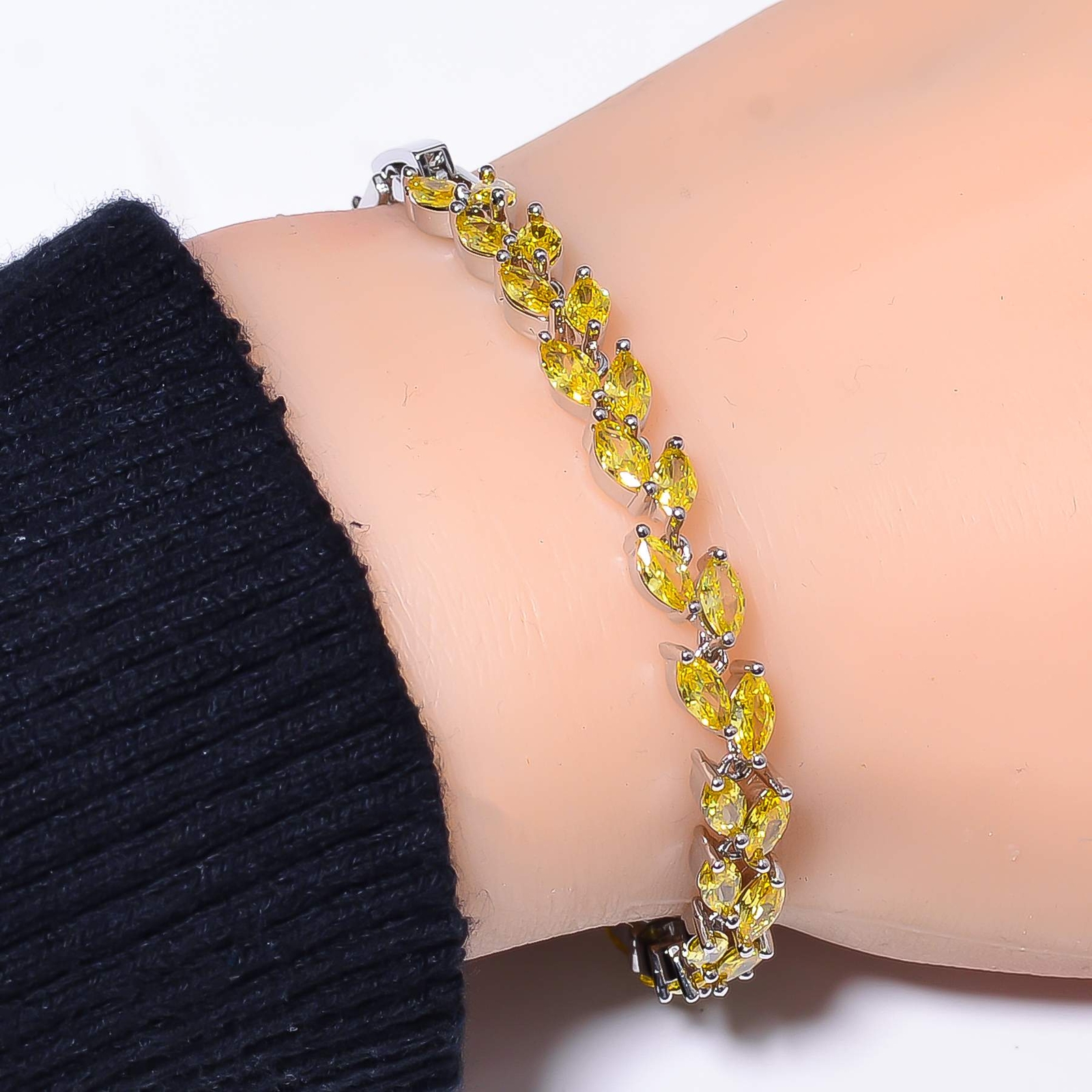 Yellow Sapphire Simulated 925 Sterling Silver Tennis Bracelet 7.99