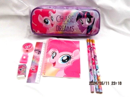 My Little Pony Pink Pencil Case Pouch + 8pc Stationary Set Combo-Brand New! - Picture 1 of 2