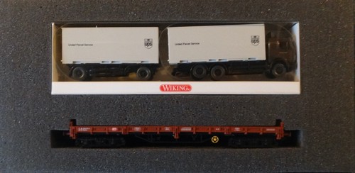 Electrotren   LC 21007   (Spur H0)   Containerwagen + Wiking  + OVP  (unbenutzt) | Zustand: Gebraucht