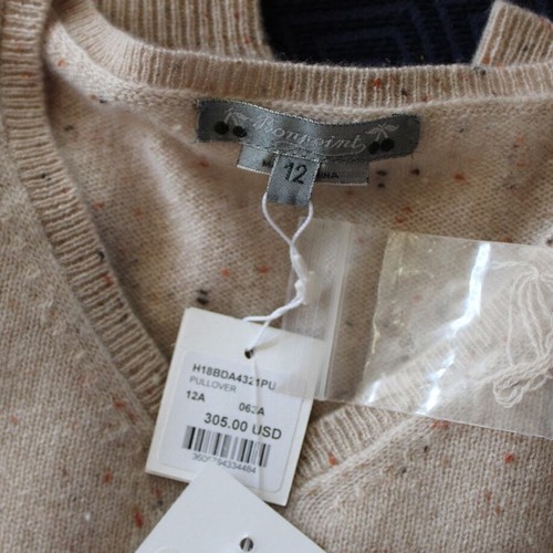 NWT Bonpoint Boys Cashmere Mauve Cream Fleck Long Sleeve Sweater Elbow Patch 12 - Picture 6 of 7