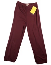 Lauren Hansen Womens Pants Size L Burgundy Pull-On High Rise Tapered Leg QVC NWT
