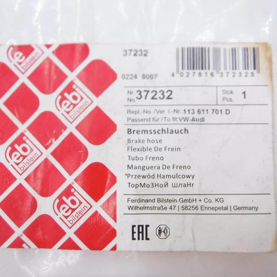 Manguera de freno Febi Bilstein 37232 genuina para Volkswagen Beetle 1967-1977 Foto 3 de 3