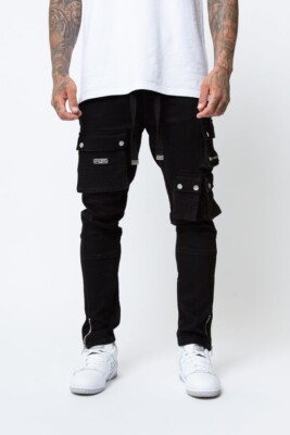 Valere Milano Mens Slim Fit Tapered Cargo Jeans Stretch Denim Trousers Masetti