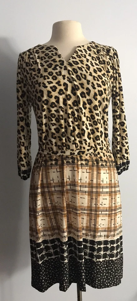 Vestido de leopardo manga larga Luxology para mujer talla S