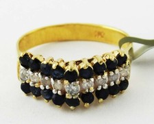 GENUINE 1 Ct BLUE SAPPHIRES  DIAMONDS RING 14K GOLD -Free Certificate Appraisal