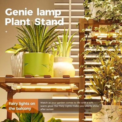 Corner Plant Stand With Grow Lights Tall Indoor Outdoor Wood 7 Pots Arlmont & Co.