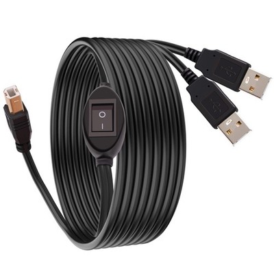 2 In 1 Printer Cable Splitter USB B To Dual USB A Cord Switch 4.5M/14.7FT