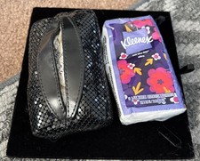 Whiting and Davis Vintage Black Tone Mesh Tissue Holder