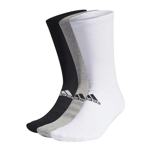 Adidas Crew Socks 3 Pack Black Grey White Mens Shoe Size 12-14.5 Cushioned