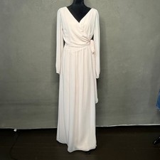 Joanna August Ceremony Blush Long Sleeve Wrap Bridesmaid Dress Floor Length L
