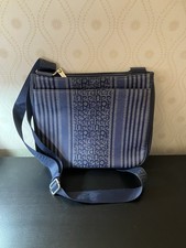Pierre Cardin Cross Body Bag Long Adjustable Strap Waxed Material Blue VGC