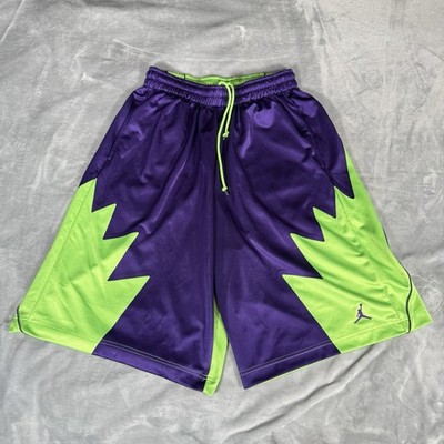 Air Jordan 5 Retro Dazzle Basketball Shorts Mens L 12  Baggy Fit Lime/Purple