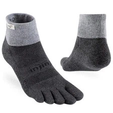 Injinji Men's Trail Midweight Mini Crew Comfortable Toe Socks, Granite, Sizes
