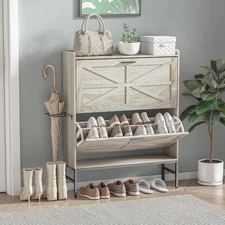 Shoe Cabinet Storage for Entryway Shoe Cabinet with 2 Flip Drawers and 1 Boot...