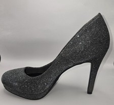 Fioni Night Platform High Heels Size 6 Grey Silver Sparkle Pre-Owned 4" Prom