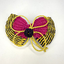 Woven Straw Butterfly Barrette French clip Hair Accessory Craft Handmade 3.5"