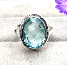 Blue Topaz Gemstone 925 Sterling Silver Ethnic Handmade Jewelry Ring All Size