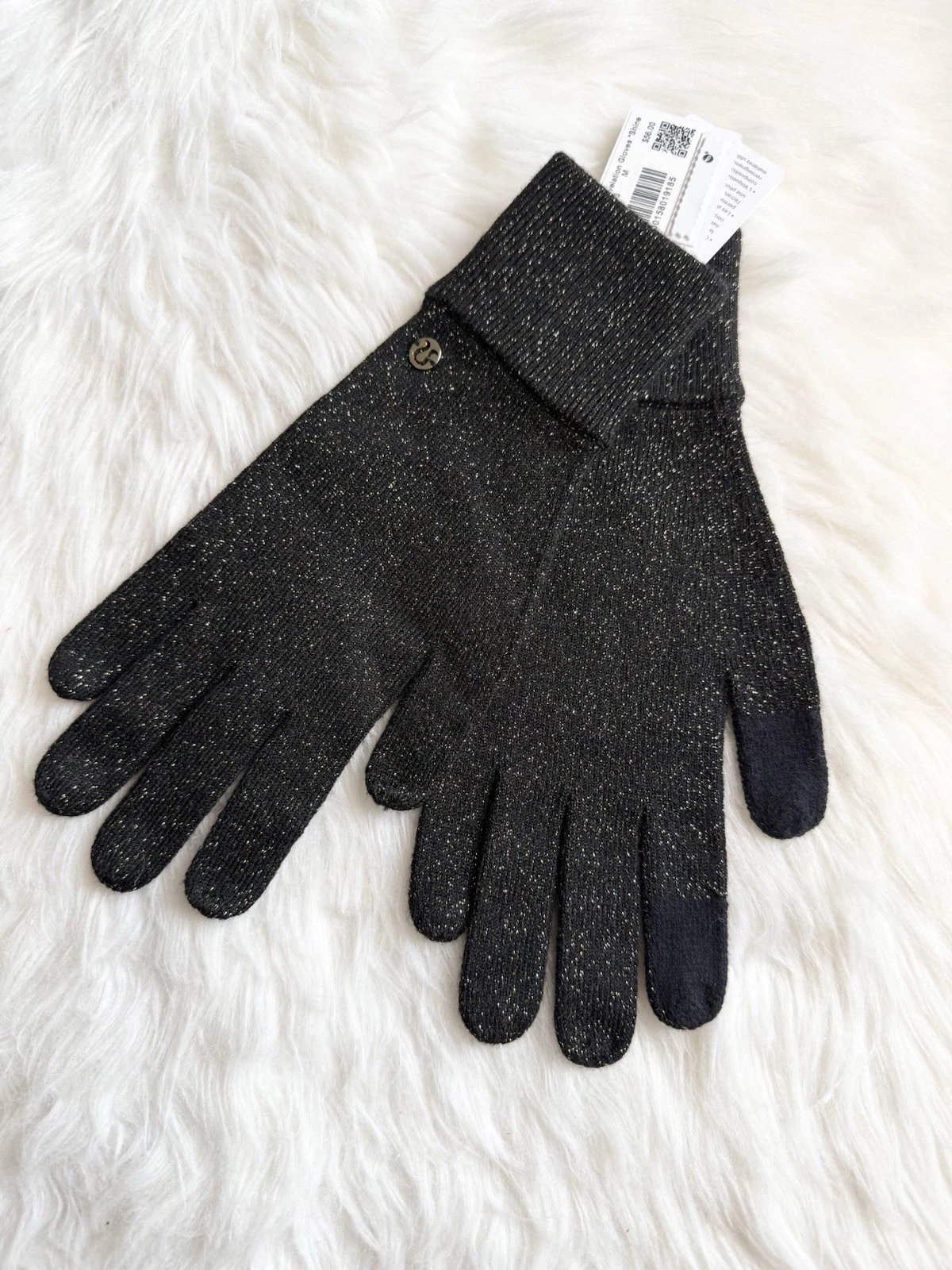 Lululemon Warm Revelation Gloves Black Shine Size M Unisex New