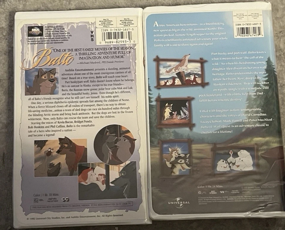 RARE Balto 1 & 2: Wolf Quest & Balto VHS Clamshell Excellent Condition  Foto 2 de 2