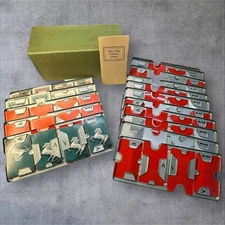 Vintage Duplicate Bridge Board Set Metal Sliders w/ Cards Box & Instructions