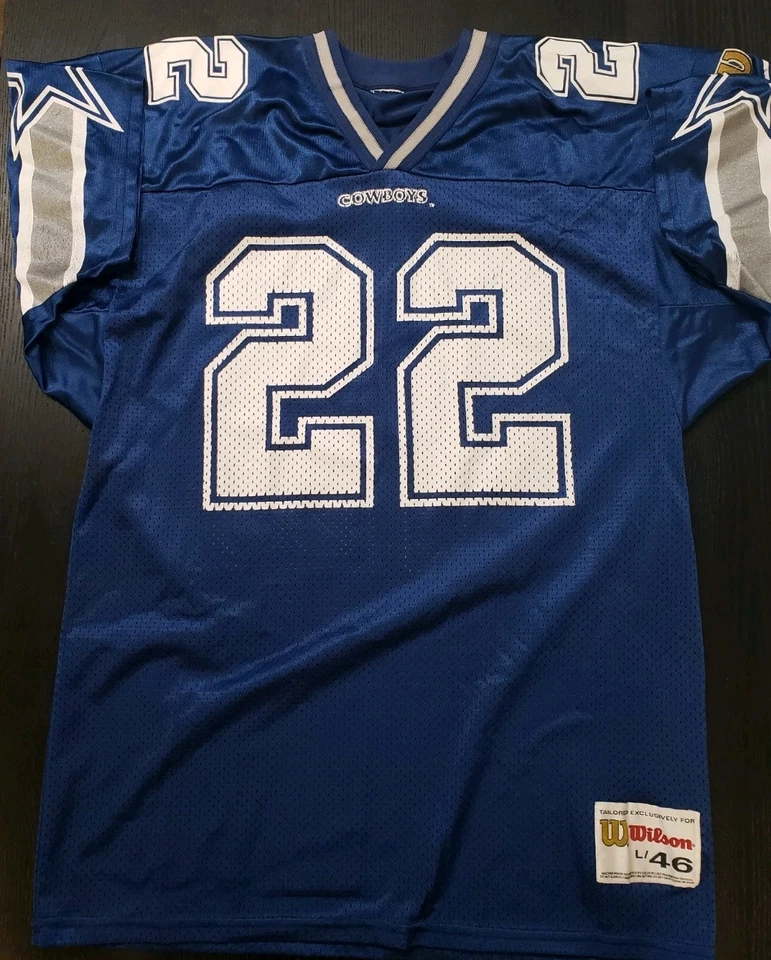 Camiseta Emmitt Smith 1994 De Colección Rara Dallas Cowboys Azul Grande 46 Pro Line Wilson Foto 3 de 4