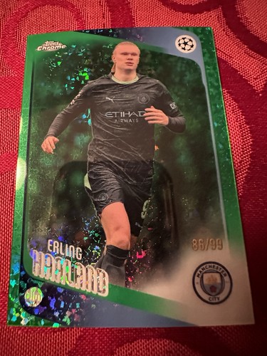 Erling Haaland Green Diamond # /99 2025-26 Topps Chrome Uefa Club Refractor #181