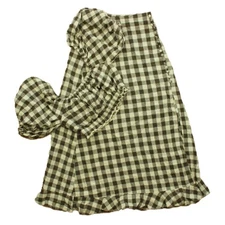 Rylee + Cru Womens XS Button Slit Skirt Charcoal Check Bottoms