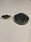 Vintage Bass Paperweight 3.5 x 3/4 Under Glass VGC Includes Fish Statue — photo 2