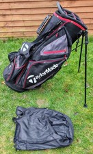 TaylorMade Black/Grey/Red Lightweight Stand Bag with Raincover (Well Used)